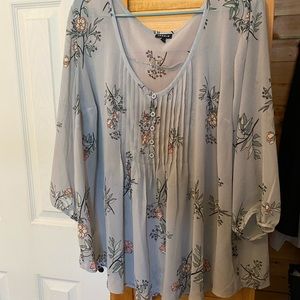 Gray Floral Blouse